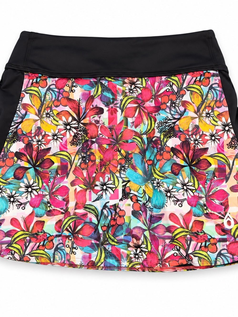 DonaJo Fitwear Floral Athletic Skort Black Multicolor Size 1 Built-In Shorts